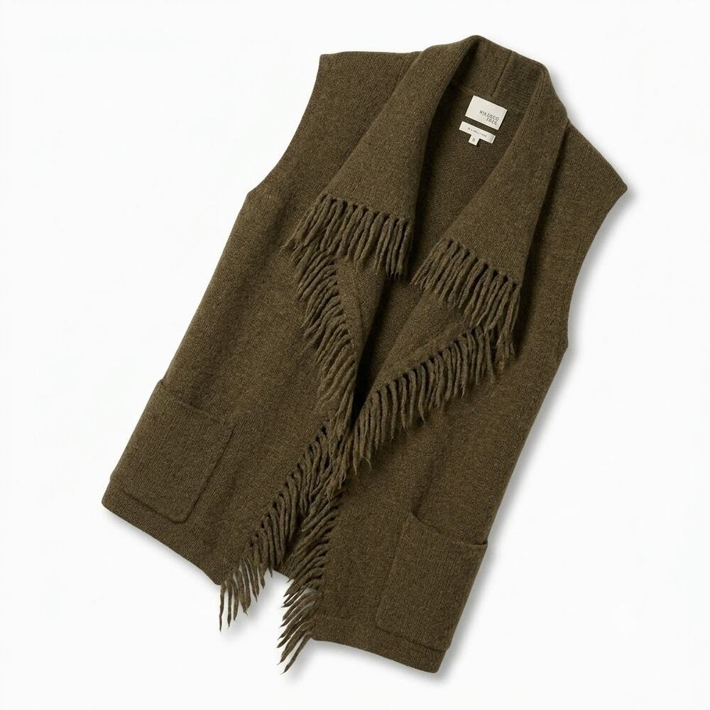 WILFRED FREE Alpaca Wool Blend Fringe Cardigan Brown Womens XXS